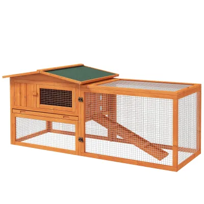 Abri orange pour petits animaux avec enclos grillagé – image 2