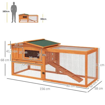 Abri orange pour petits animaux avec enclos grillagé – image 3