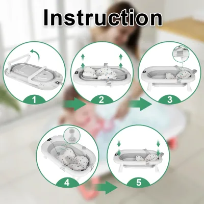 Baignoire bébé pliable avec coussin et thermomètre – image 3