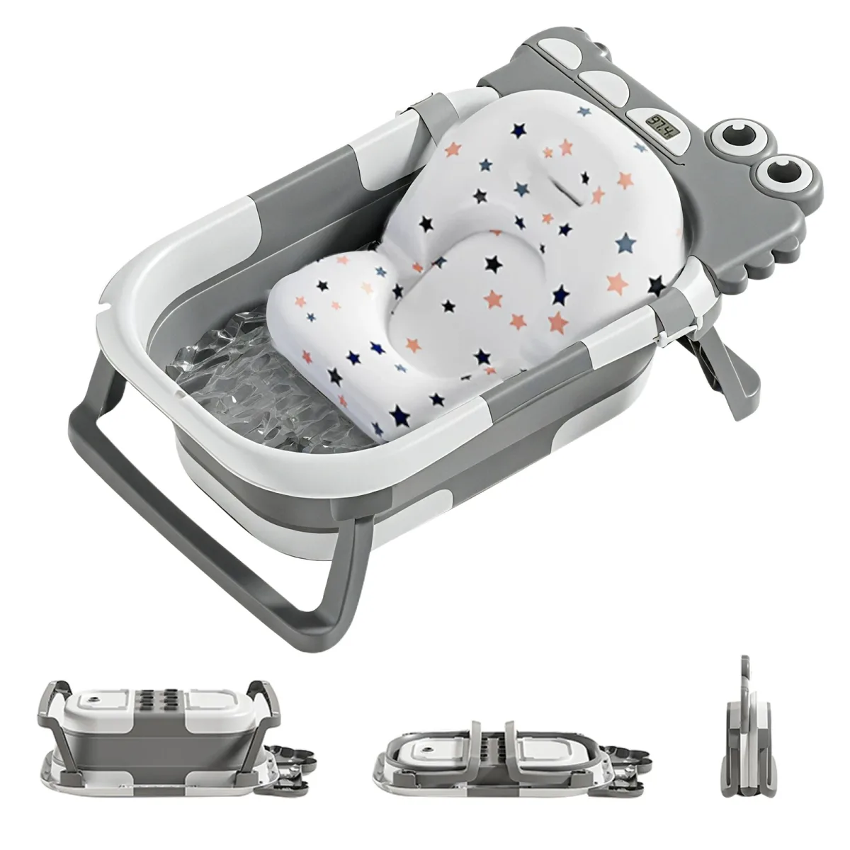 Baignoire bébé pliable avec oreiller et thermomètre