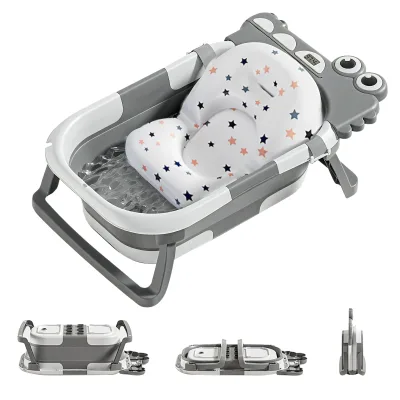Baignoire bébé pliable avec oreiller et thermomètre