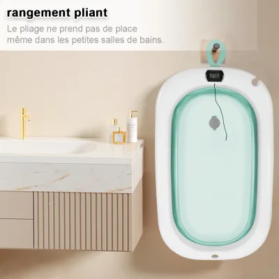 Baignoire bébé pliable avec thermomètre – image 3