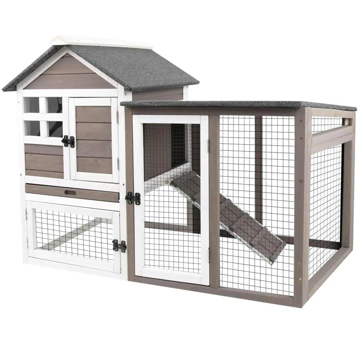 Cage à lapin à 2 étages en bois, 122 cm