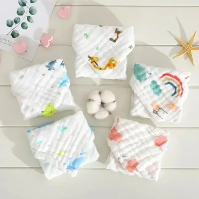 Carré de mousseline de coton pour bébé, 6 couches