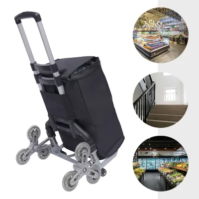 Chariot pliant noir en alliage d'aluminium, 10 roues – image 3