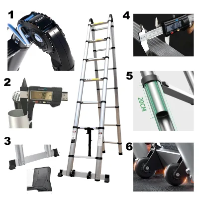 Échelle télescopique 2 en 1 en aluminium, 3,8 m ou 5,8 m – image 3