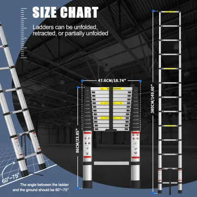 Échelle télescopique en aluminium de 3,8 m, 12 marches – image 3