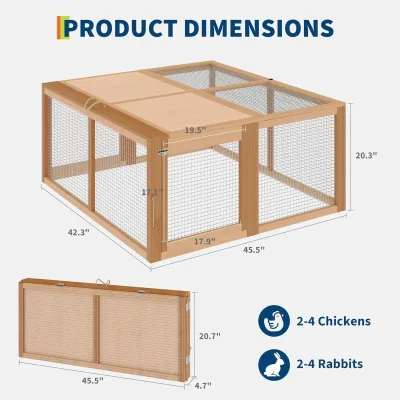 Enclos pliable en bois pour poules et lapins – image 3