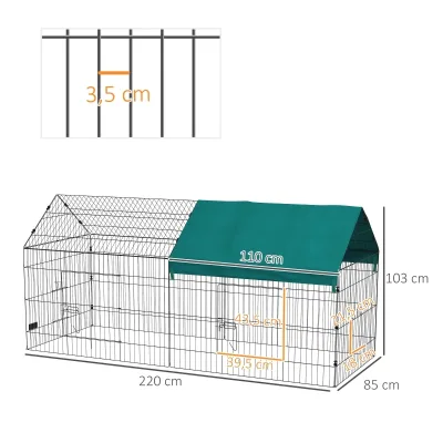 Enclos pour petits animaux avec toit, acier – image 3