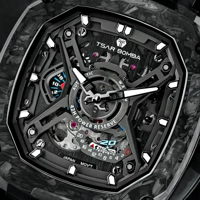 Montre automatique squelette homme, boîtier acier – image 3