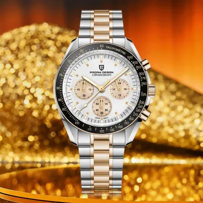 Montre chronographe à quartz homme, acier inoxydable