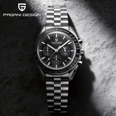 Montre chronographe à quartz pour homme, acier inoxydable