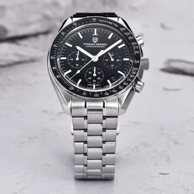 Montre chronographe à quartz pour homme, acier inoxydable – image 3
