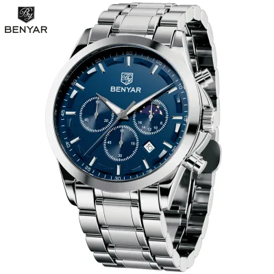 Montre chronographe acier, aiguilles lumineuses – image 2