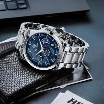 Montre chronographe acier, aiguilles lumineuses – image 3
