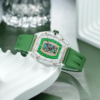 Montre femme à quartz, bracelet en caoutchouc – image 2