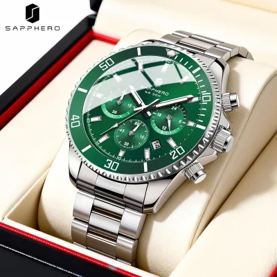 Montre homme à quartz chronographe en acier inoxydable