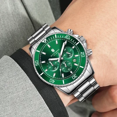 Montre homme à quartz chronographe en acier inoxydable – image 2