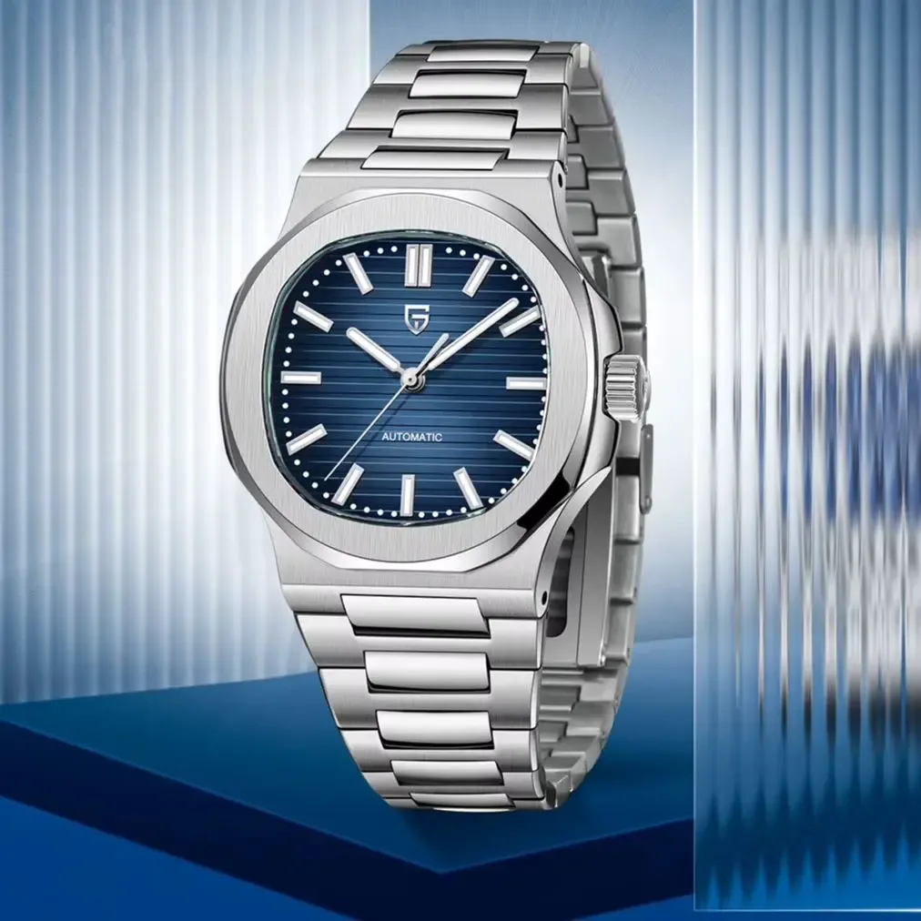 Montre mécanique homme, cadran 40 mm, bracelet acier