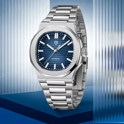 Montre mécanique homme, cadran 40 mm, bracelet acier