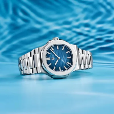 Montre mécanique homme, cadran 40 mm, bracelet acier – image 2