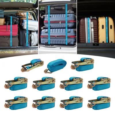 Sangles d'arrimage à cliquet bleues, lot de 10 pièces – image 2