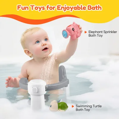 Siège de bain bébé amovible antidérapant, 2 jouets – image 2