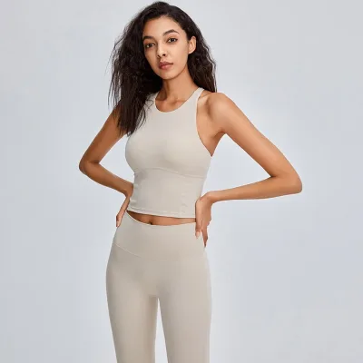 Soutien-gorge de sport uni en polyester à séchage rapide