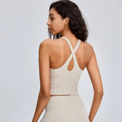 Soutien-gorge de sport uni en polyester à séchage rapide – image 2