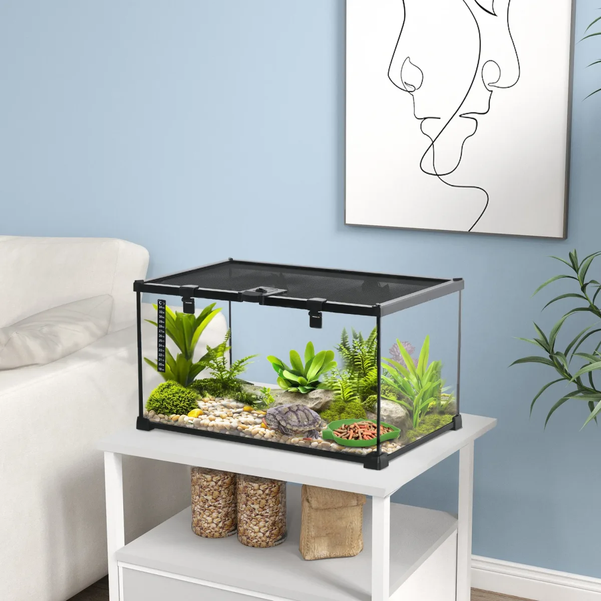 Terrarium en verre pour reptiles avec thermomètre