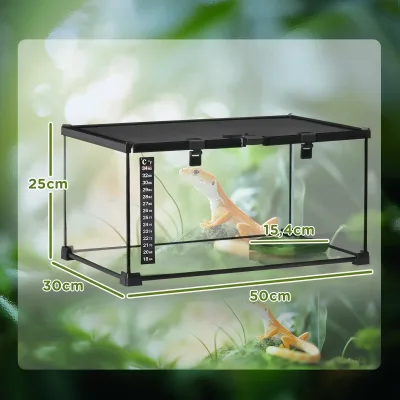 Terrarium en verre pour reptiles avec thermomètre – image 3