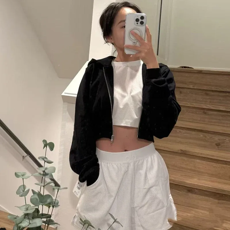 Veste courte en coton à fermeture éclair